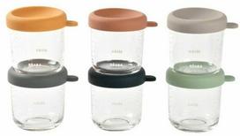stikliniai indeliai maistui - BEABA stikliniai indeliai, 6 vnt. po 250 ml, Sunrise (Saulėtekis) - 1 nuotrauka
