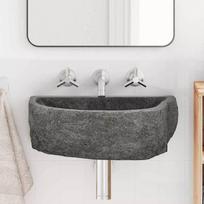 vidaXL Prisegama kriauklė, 38-45 x 30-35 x 15 cm, pilka (Grey) Upės akmuo