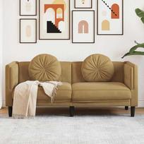 vidaXL Dvivietė sofa su pagalvėlėmis, ruda (Brown)