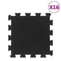 vidaXL Guminės grindų plytelės 16vnt., Juodos (Black), 30x30cm, 16mm