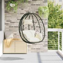 VidaXL pakabinamas kiaušinio krėslas be stovo, kreminė/balta (Cream/White)