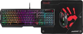 blood pelite - A4Tech Bloody B1700 Klaviatūra ir Pelė su Kilimėliu Juodas (Black) - 1 nuotrauka