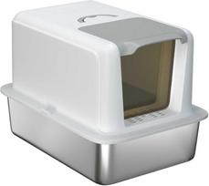 plieno kraiko - PawHut kraiko dėklas katėms su dangčiu, nerūdijančio plieno, baltas (White) - 1 nuotrauka