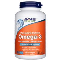 Now Foods Omega-3, molekuliniu būdu distiliuotas ir padengtas enteriniu apvalkalu, 180 kapsulių