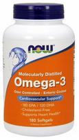 omega 3 papildai - Now Foods Omega-3, molekuliniu būdu distiliuotas ir padengtas enteriniu apvalkalu, 180 kapsulių - 2 nuotrauka