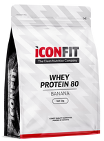 skonio milteliai - ICONFIT Išrūgų baltymai 80, Bananų skonio, 1 kg - 4 nuotrauka