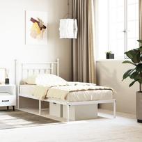 vidaXL Metalinis lovos rėmas su galvūgaliu, baltas (White), 90x200 cm