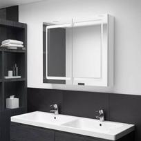 vidaXL Veidrodinė vonios spintelė su LED, balta (White), 80 x 12 x 68 cm