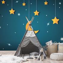 Fototapetas Artgeist Skyline - Turquoise Night Sky Landscape With Stars For Children, 105 cm x 150 cm