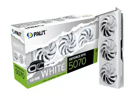 white gpu - Palit GeForce RTX 5070 Baltas (White) OC 12GB GDDR7 - 4 nuotrauka