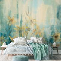 Fototapetas Artgeist A Touch Of Summer - Floral Motif With A Meadow Of Flowers In Blue Tones, 315 cm x 450 cm