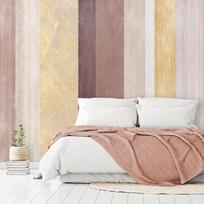 Fototapetas Artgeist Striped Pattern - Abstract Background In Stripes Of Different Colours With Gold Pattern, 210 cm x 300 cm