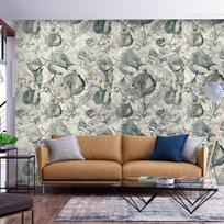 Fototapetas Artgeist Autumn Souvenirs - Cool Grey Floral Pattern With Leaves, 105 cm x 150 cm