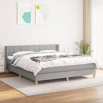 vidaXL Lova su spyruoklėmis ir čiužiniu, pilka (Grey), 160x200 cm, audinys