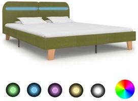 vidaXL Lovos rėmas su LED, žalias (Green), 150x200 cm, audinys