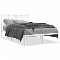 vidaXL Metalinis lovos rėmas su galvūgaliu, balta (White), 120x190 cm