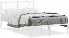 vidaXL Metalinis lovos rėmas su galvūgaliu, baltas (White), 120x190 cm