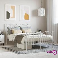 vidaXL Lovos rėmas su galvūgaliu, baltas (White), 120x200 cm, metalas