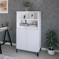 vidaXL Komoda su 1 stalčiu, blizgi balta (Glossy White)