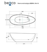 akriline pastatoma vonia - Vonia, laisvai pastatoma Besco Goya, 170 cm x 72 cm x 61 cm, ovalas - 5 nuotrauka