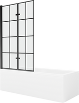 Vonia su sienele, laisvai pastatoma Mexen Cubik Black Grid, 150 cm x 70 cm x 40 cm, stačiakampis