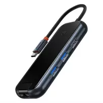 Baseus WKJZ010313 AcmeJoy 6in1 USB-C Hub 2xUSB 3.0 + USB 2.0 + USB-C PD + HDMI + RJ45 Tamsiai pilkas (Dark Gray)