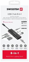 Swissten 8in1 USB-C Hub Aluminium 100W / HDMI 4K / LAN RJ45 / 2x USB-A / USB-C / SD / MICRO SD Juodas (Black)