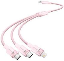 3in1 laidas - Vention CTPPG USB 2.0 A į 3in1 3A kabelis 1.5M Rožinis (Pink) - 2 nuotrauka