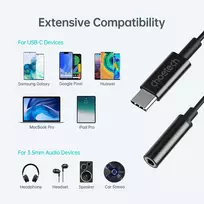 ausiniu laidas c - Choetech AUX003 USB-C į 3.5mm adapteris Juodas (Black) - 5 nuotrauka