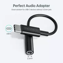 ausiniu laidas c - Choetech AUX003 USB-C į 3.5mm adapteris Juodas (Black) - 7 nuotrauka