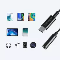 ausiniu laidas c - Choetech AUX003 USB-C į 3.5mm adapteris Juodas (Black) - 15 nuotrauka