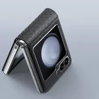 samsung galaxy flip 6 - Dux Ducis "Brill Leather Case Galaxy Z Flip 6" Black - 5 nuotrauka