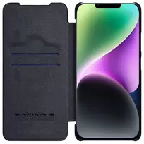 iphone 14 pro deklas odinis - Nillkin "Qin Pro Leather Case iPhone 14 Plus" Black - 12 nuotrauka