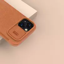 iphone 14 pro deklas odinis - Nillkin "Qin Pro Leather Case iPhone 14 Plus" Black - 17 nuotrauka