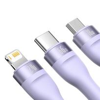 3in1 laidas - Baseus CASS040005 USB to USB-C/ Lightning/ micro USB 1.2m Purple - 2 nuotrauka
