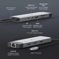 hdmi type c laidas - TP-LINK UH9120C USB 3.2 Gen 1 Type-C 9-port hub (Juodas) - 5 nuotrauka