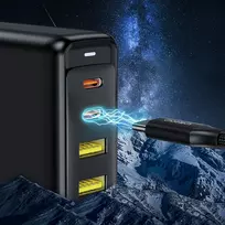 usb c charger - CHOETECH GaN 2x USB Type-C, 2x USB Type-A: 140W, PD3.1, QC3.0 - 4 nuotrauka