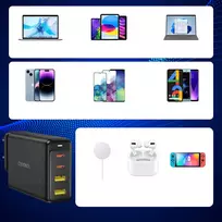 usb c charger - CHOETECH GaN 2x USB Type-C, 2x USB Type-A: 140W, PD3.1, QC3.0 - 8 nuotrauka