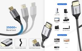 hdmi 2.1 kabelis - Premium klasės kabelis HDMI - HDMI 8K, UHD, 1m, 2.1 ver - 1 nuotrauka