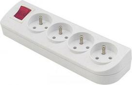 Elgotech GN-40W, 4 lizdai su įžeminimu ir jungikliu, Baltas (White)