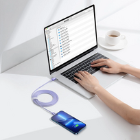 baseus usb type c laidas 2m - BASEUS Crystal Shine Series  Type-C to Lightning 20W, 2 m., violetinė - 9 nuotrauka