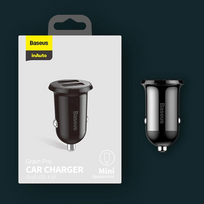 automobiline krovikle - Automobilinis įkroviklis Baseus 12-24V 2xUSB 4.8A, 2 x USB, balta - 1 nuotrauka