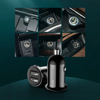 automobiline krovikle - Automobilinis įkroviklis Baseus 12-24V 2xUSB 4.8A, 2 x USB, balta - 4 nuotrauka