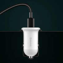 automobiline krovikle - Automobilinis įkroviklis Baseus 12-24V 2xUSB 4.8A, 2 x USB, balta - 7 nuotrauka