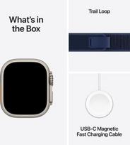 Apple Watch Ultra 2 GPS + Cellular 49mm Natural Titanium Case with Blue Trail Loop - S/M