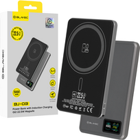 power bank - Blavec 5000mAh BJ-03 Ultra Slim 7,8mm Type C 22,5W magnetinis Magsafe 3 in 1 Pilkas (Gray) - 1 nuotrauka