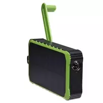 saules energijos power bank - Denver PSO-10012 10000mAh Saulės energijos nešiojamas įkroviklis su dinamo rankena (Juoda/Šviesiai žalia) - 1 nuotrauka