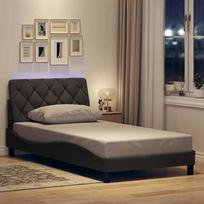 vidaXL Lovos rėmas su LED, tamsiai pilkas (Dark Grey), 100x200 cm