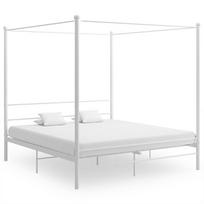 vidaXL Lovos rėmas su baldakimu, 180 x 200 cm, baltas (White)