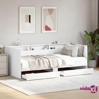 vidaXL Lova su stalčiais, 100 x 200 cm, balta (White)